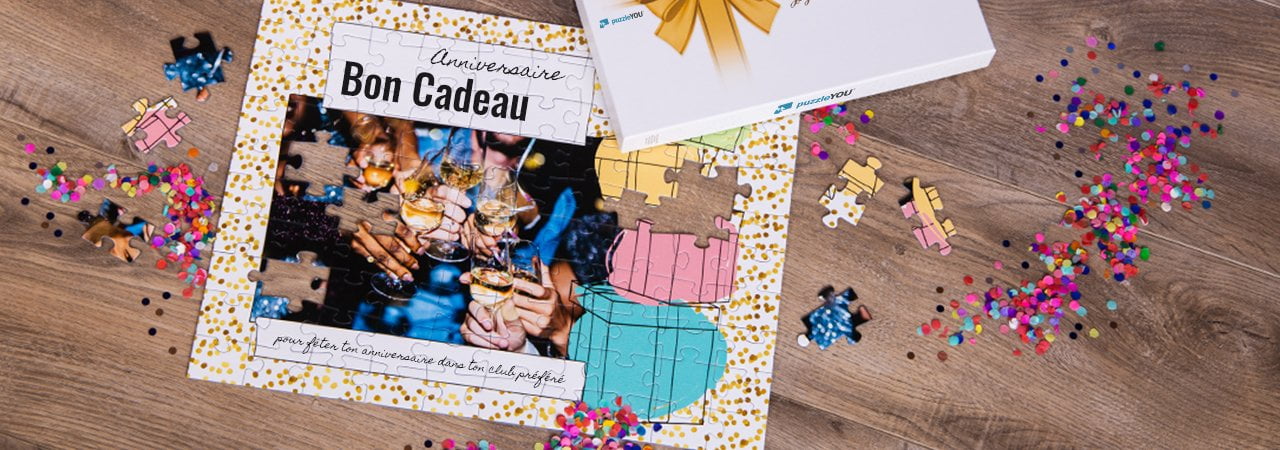 Bon cadeau sur puzzle pour un anniversaire